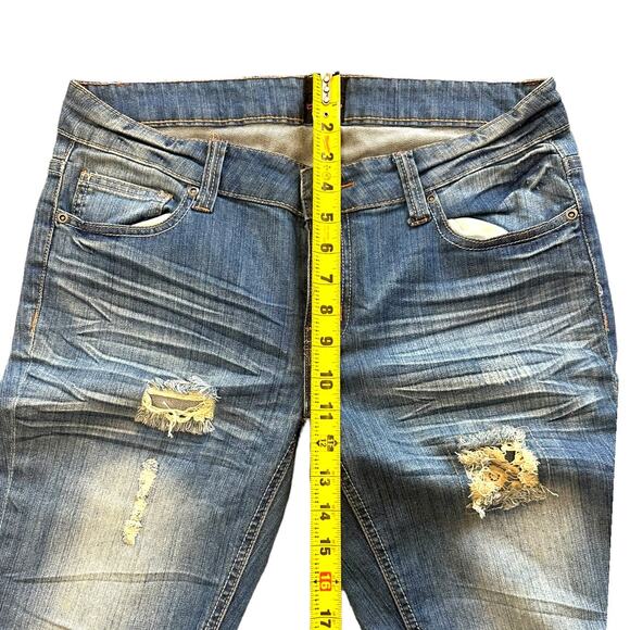 2b bebe Jeans Women's Size 30 Dark Wash Ripped Lace Distressed Denim Jeans - Picture 6 of 9